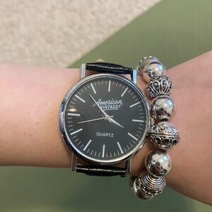 American Vintage Black and Silver Watch